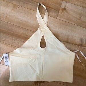 Aritzia Sunday Best Amie Halter Top in Butter Yellow size Large